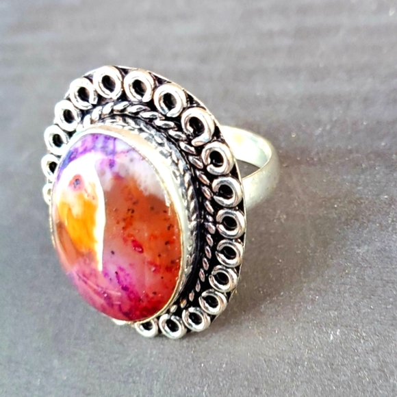 New Dyed Dendritic Opal 925 Silver Ring. - Picture 3 of 14